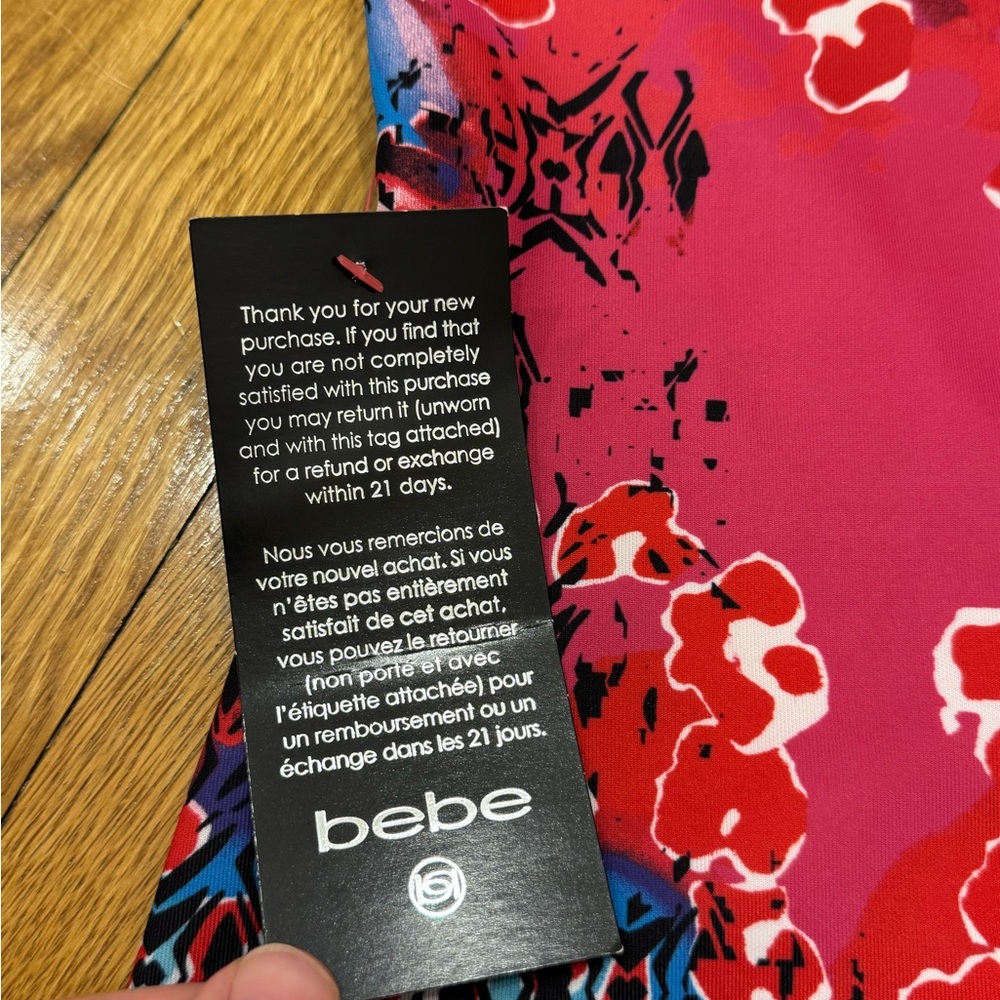 bebe - NWT Red and Blue, Multicolored, Patterned Mini Dress - Picture 5 of 7